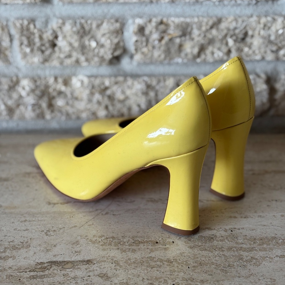 Maryam Nassir Zadeh Patent Yellow High Heels Pumps Size 7.5 MNZ Bertrand - Picture 4 of 10